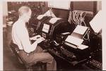 Teletypewriter machine in use
